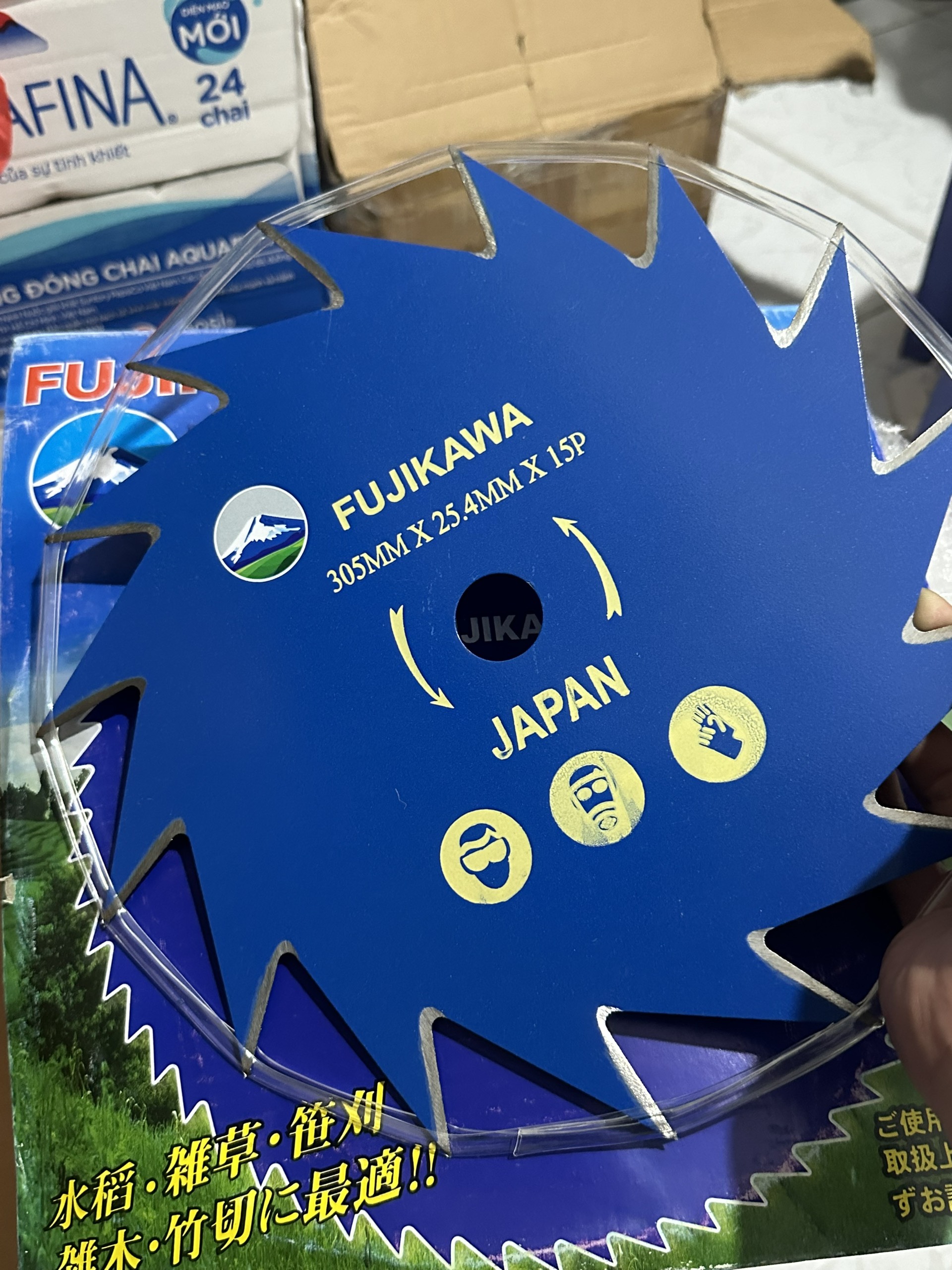 ( ĐÃ MÀI )DAO CẮT CỎ, LƯỠI CẮT LÚA TRÒN. MÀU XANH. 305MM - 25,4MM - 15P ( RĂNG)