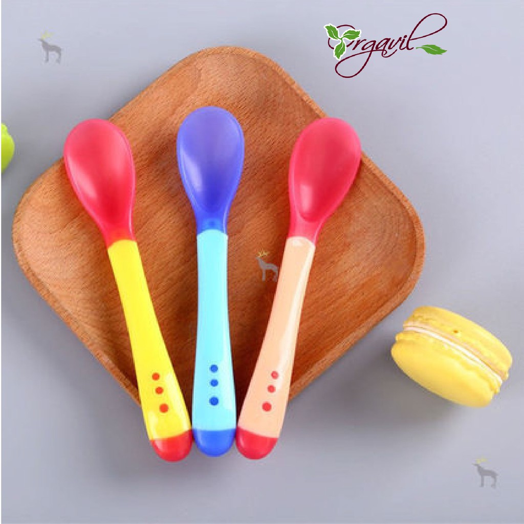 Thìa Ăn Dặm Báo Nóng Cảm Ứng Nhiệt Hỗ Trợ Bé Trong Quá Trình Ăn Dặm, Chất Liệu An Toàn Cho Bé - Orgavil Store