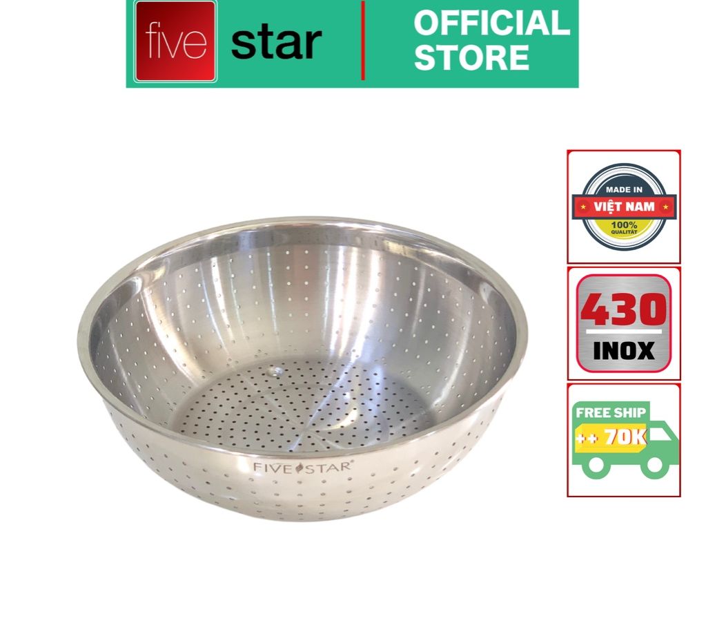 Rổ inox lưới cao cấp five star 30cm-chất liệu inox sus304 siêu bền,dày, trọng lượng 520g-chính hãng five star 100%-cam kết 100% khách hàng hài lòng