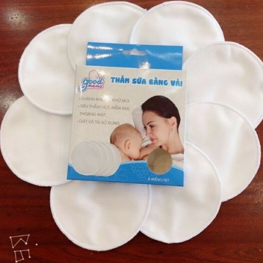 Hộp 8 miếng lót thấm sữa giặt được GoodMama 4 lớp siêu thấm hút cho mẹ