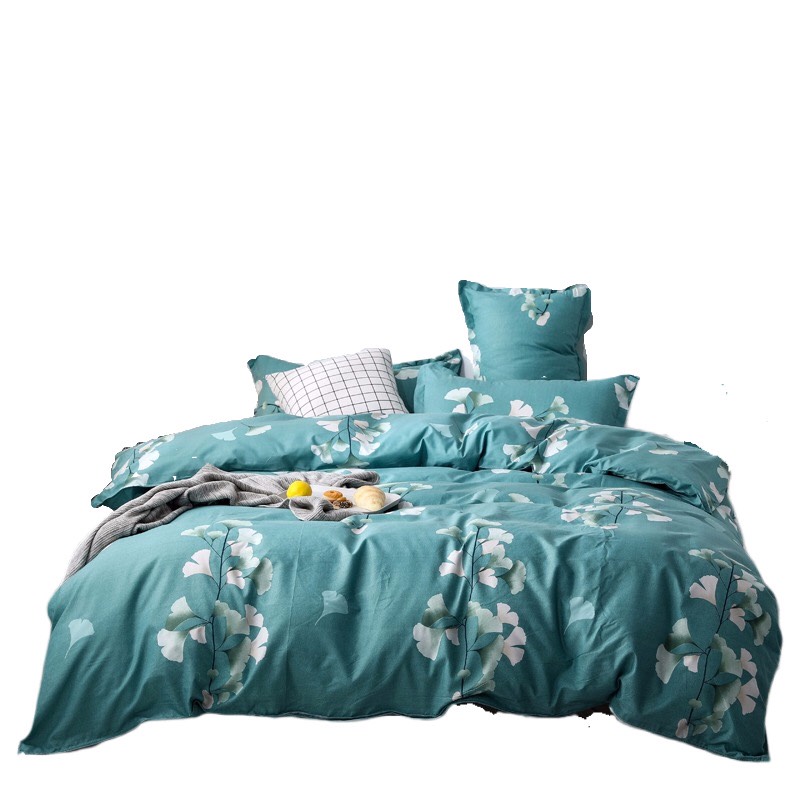 Chăn ga gối -bộ chăn ga gối cotton poly hoa dây xanh