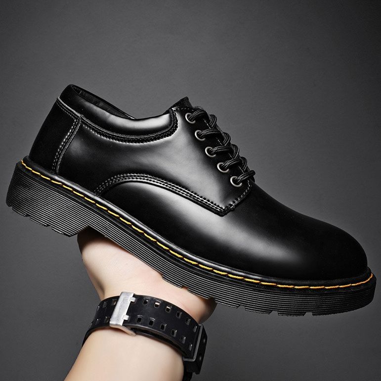 Giày đốc da bò nam đế kếp cao su cao cấp màu đen