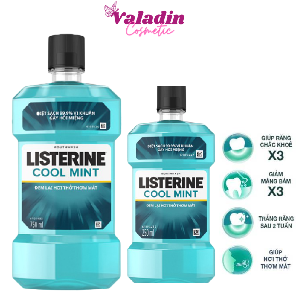 Nước Súc Miệng Listerine 250ml/750ml Cool Mint Bạc Hà Nước xúc miệng chai súc miệng -Valadin