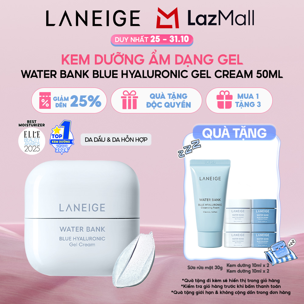 Kem Dưỡng Ẩm Phục Hồi  Cân Bằng Dầu Ẩm Laneige Water Bank Blue Hyaluronic Gel Cream 50ml (Da Dầu)