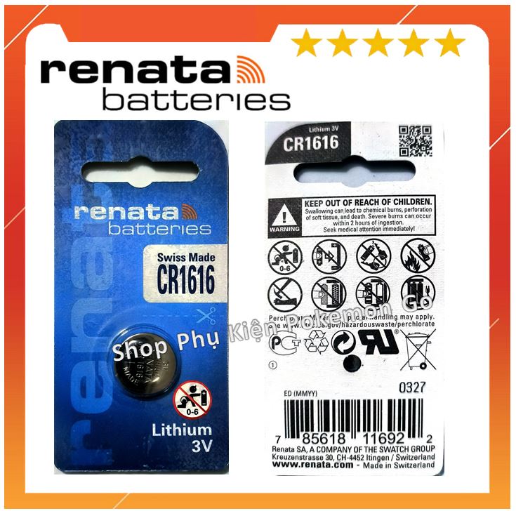 Pin renata cr1616 pin cúc áo 3v hàng chính hãng - vỉ 1 viên