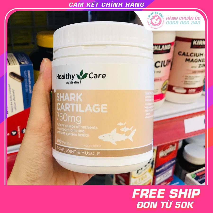 Sụn Vi Cá Mập Healthy Care Shark Cartilage 750mg hỗ trợ xương khớp - Úc