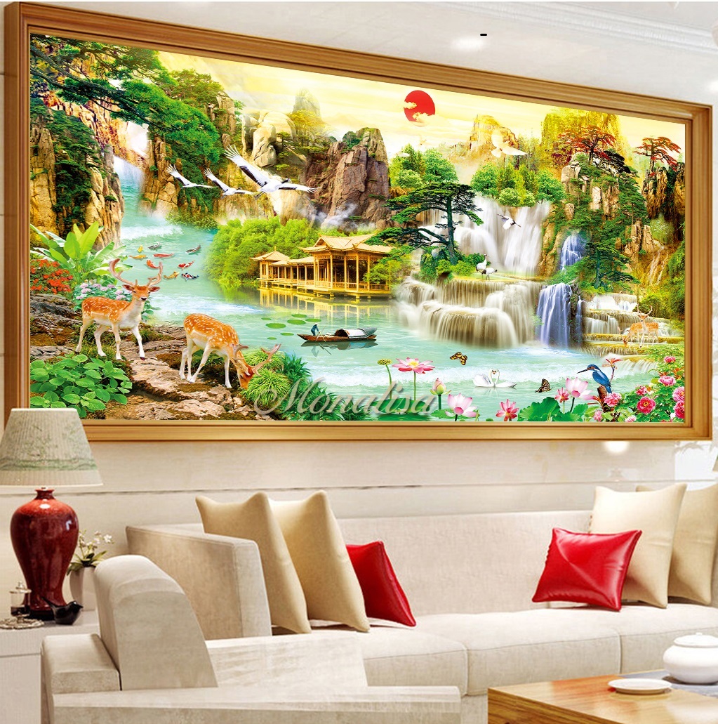 Tranh thêu phong cảnh 160x75cm