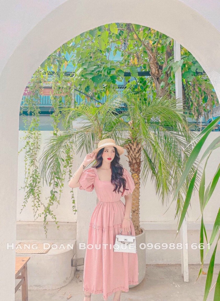 ĐẦM XÒE VINTAGE TAY NGẮN PHỒNG CỰC XINH XẮN,SANG CHẢNH,TÔN DÁNG CỰC KÌ  CHẤT VON DÀY MỊN TTSGR