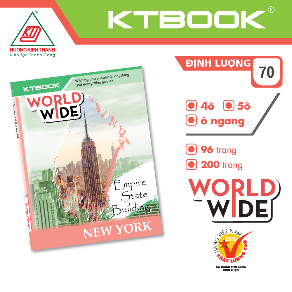 Gói 10 cuốn Tập học sinh cao cấp Giá rẻ Worldwide giấy trắng ĐL 70 gsm - 96 trang