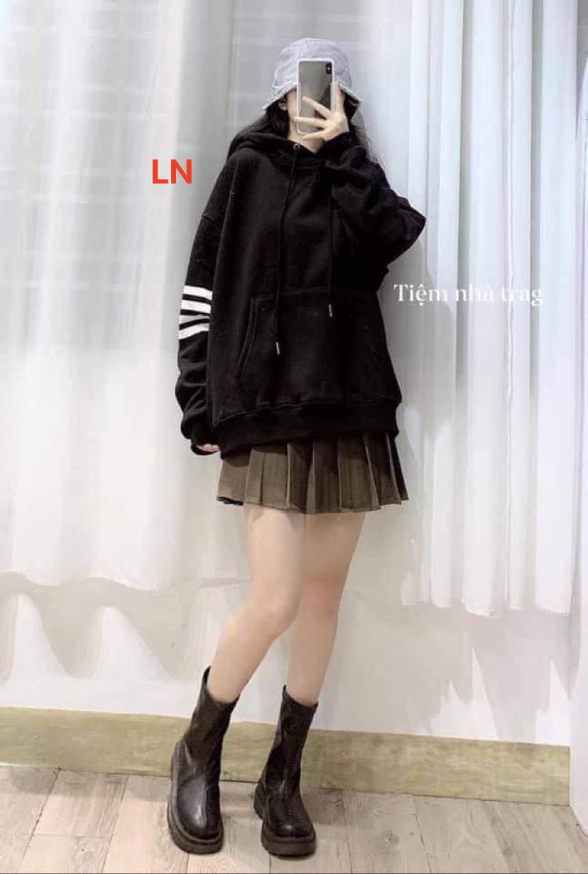 Áo hoodie nỉ 4 sọc ngang tay - ln5545