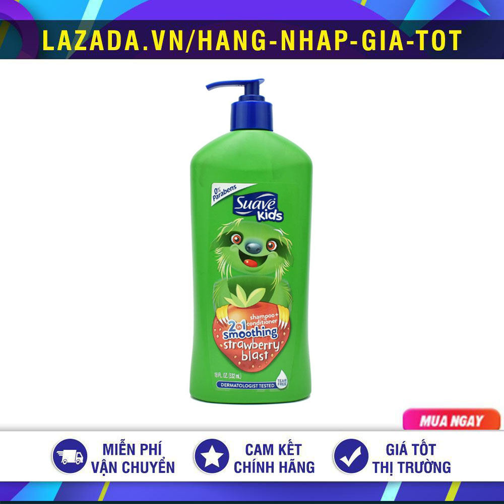 Sữa tắm gội trẻ em suave kids vòi hương dâu 3in1 mỹ 532ml