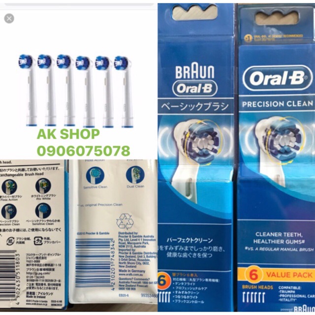 Set 6 Đầu Bàn Chải Điện Oral - B Loại Precision Clean Hàng