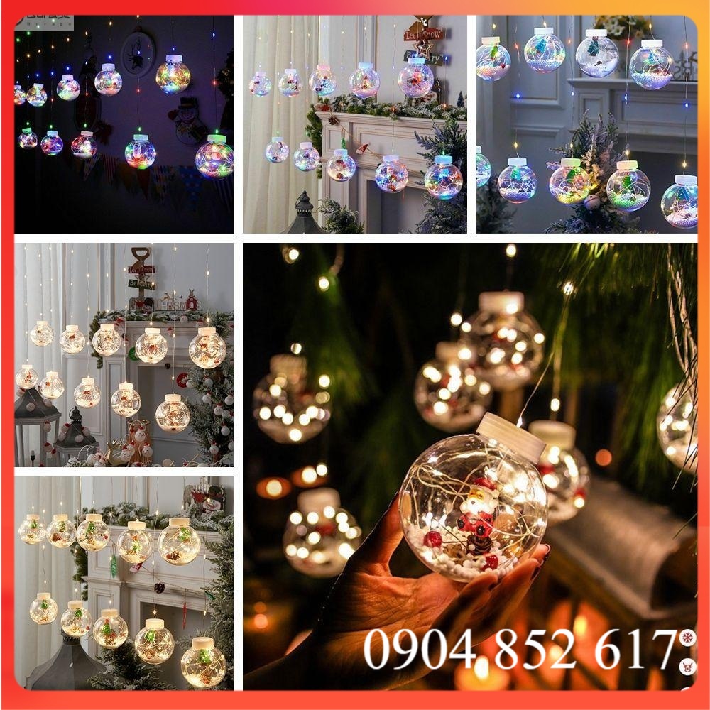 Dây đèn led hình quả cầu tuyết trang trí giáng sinh thời trang