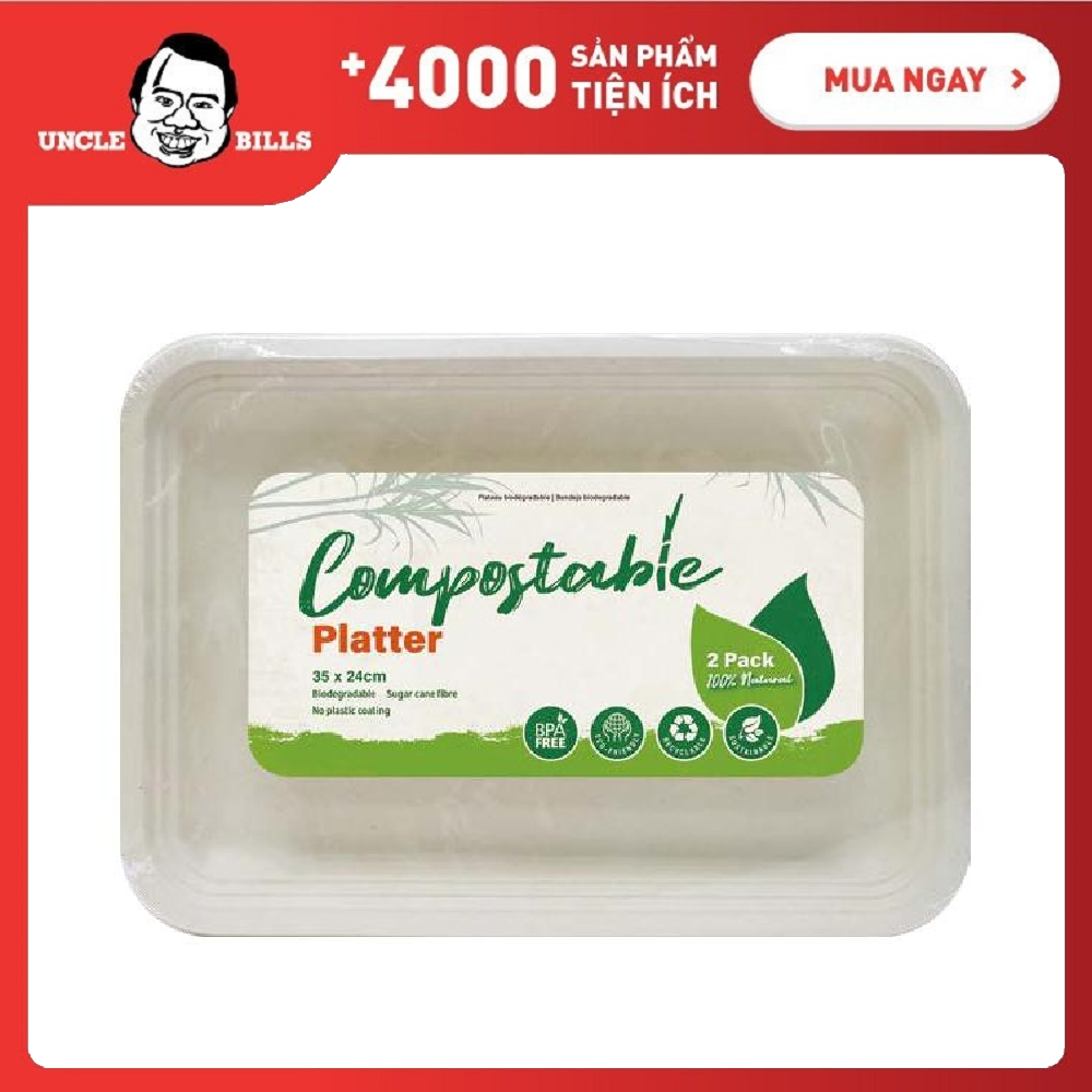 Bộ 2 cái đĩa bã mía tự phân huỷ ubl ob0385