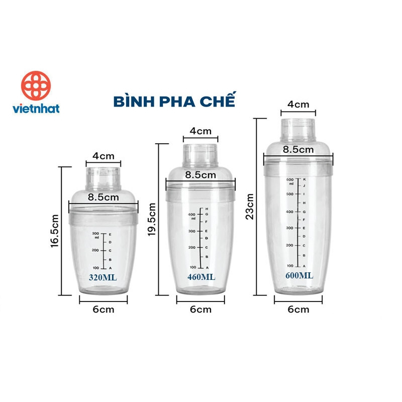 Bình Pha Chế Cocktail Shaker nhựa Việt Nhật