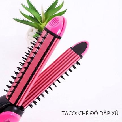 Máy duỗi tóc - máy bấm tóc - máy uốn tóc xù tạo kiểu tóc 3 chức năng trong 1: duỗi, uốn, bấm tạo kiểu tóc