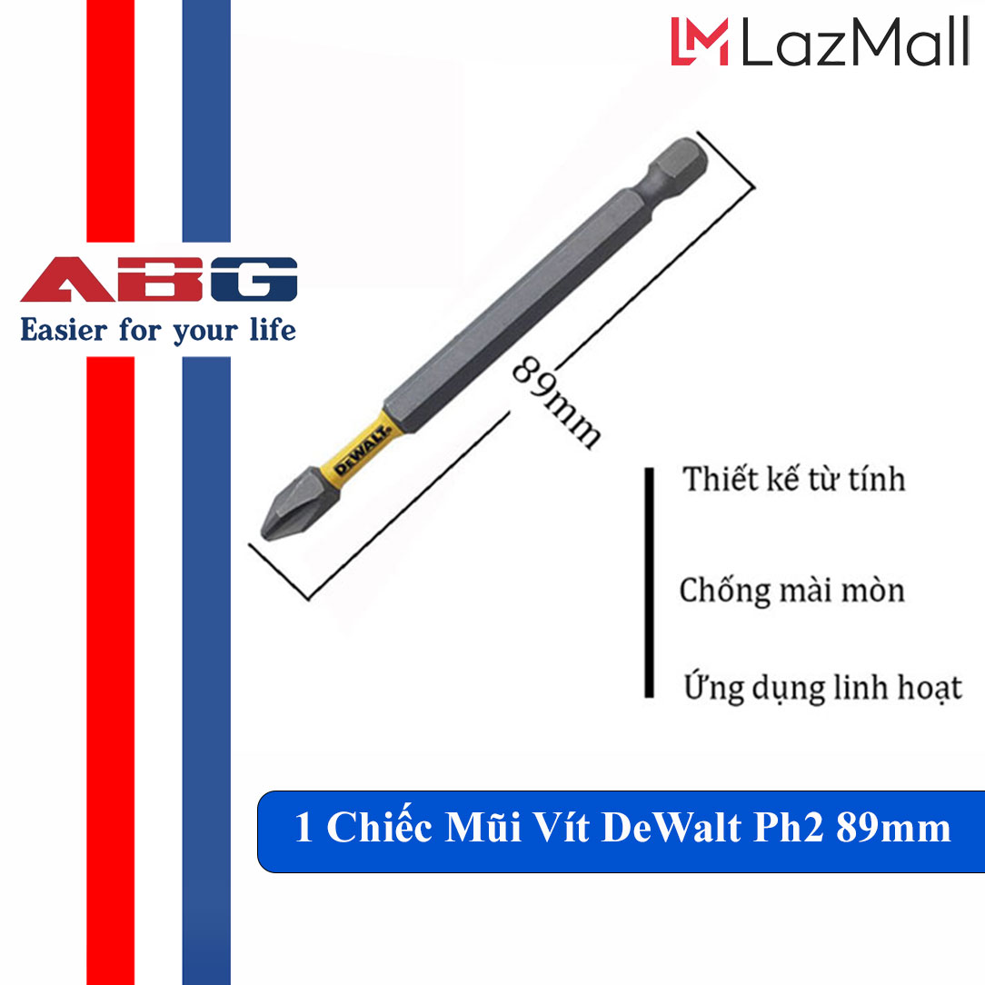 1 chiếc mũi vít dewalt ph2 89mm- hàng chính hãng