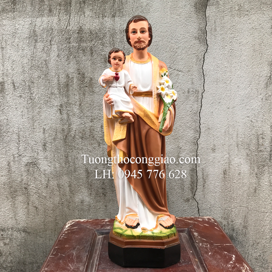 Tượng thánh giuse bế chúa con 40cm