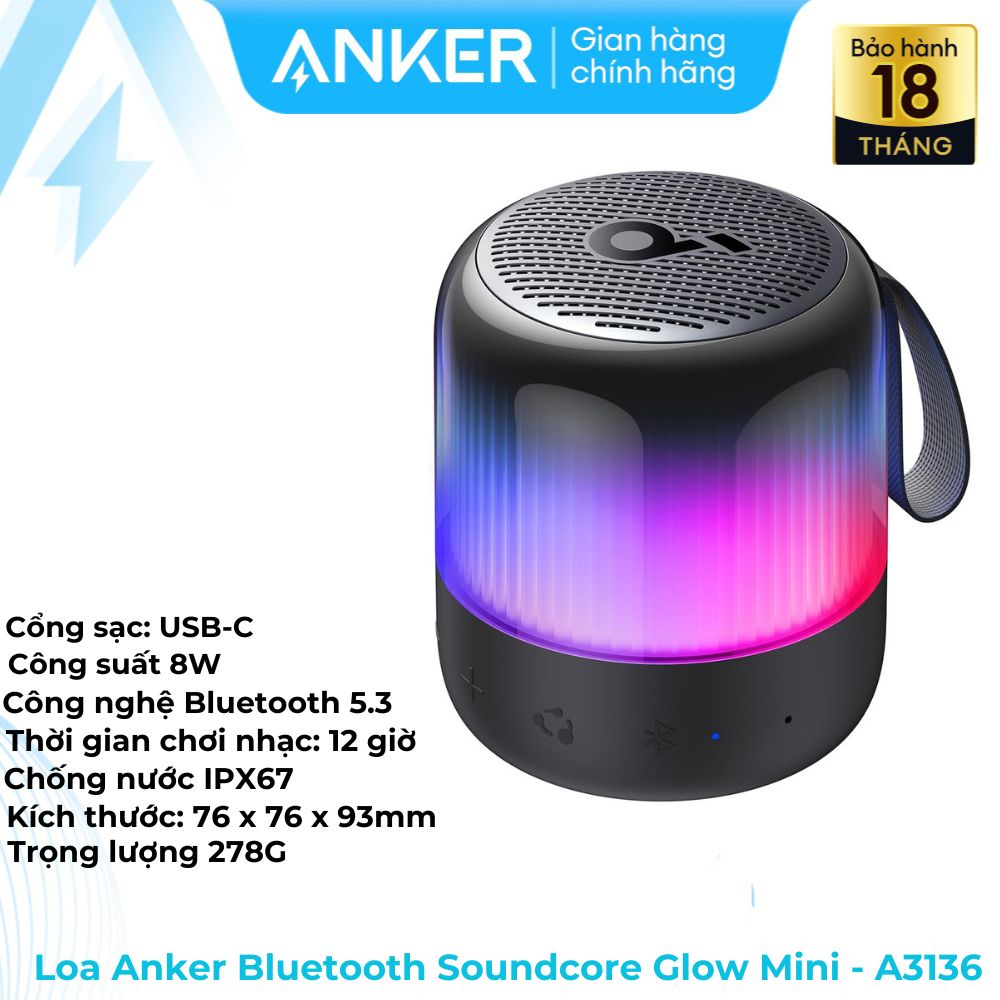 Loa bluetooth soundcore glow mini - a3136