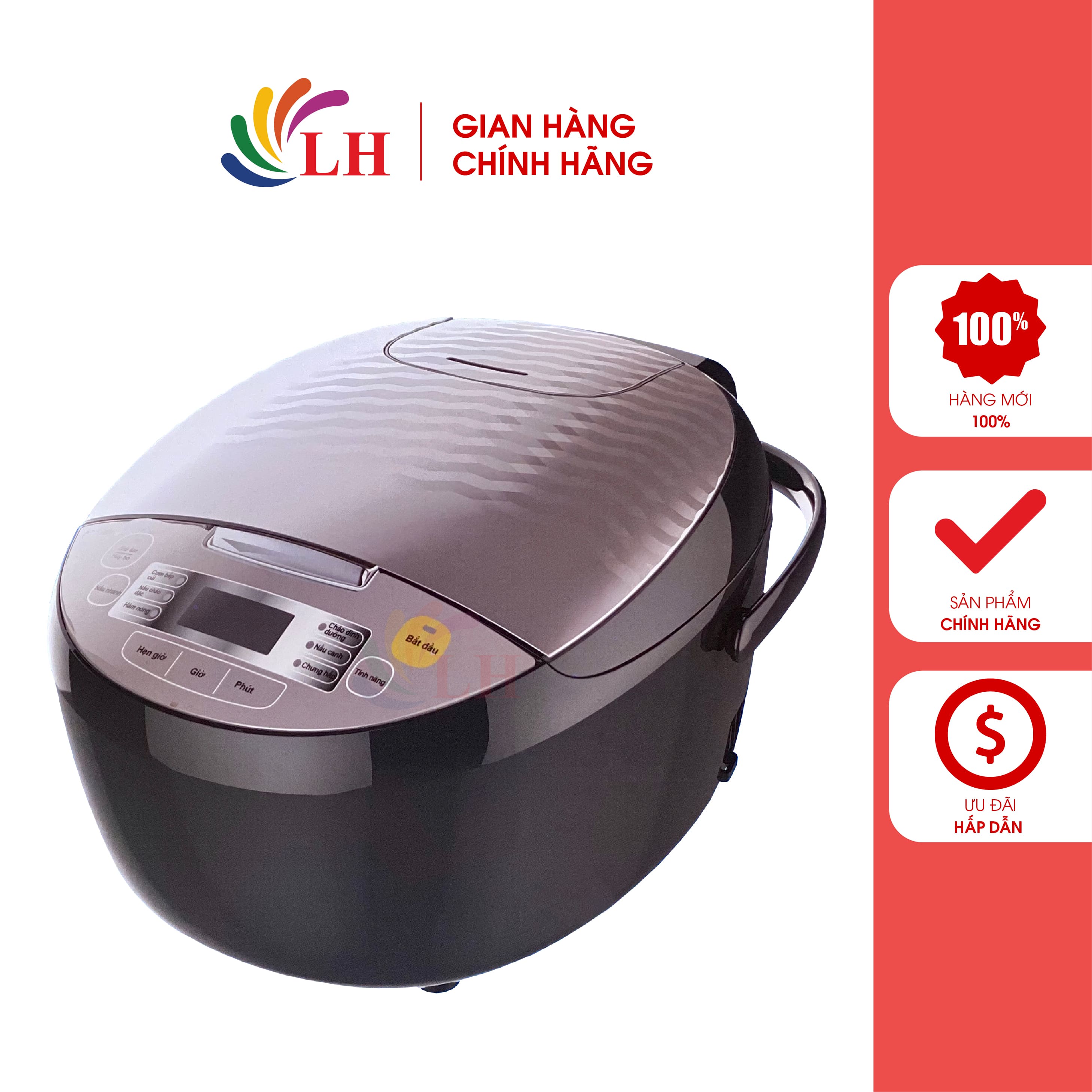 Nồi cơm điện tử Midea 1.8 lít MB-FS5018B - Hàng chính hãng - Lòng nồi chống dính, chế độ nấu đa dạng, chế độ hẹn giờ, bảng điều khiển dễ dàng sử dụng