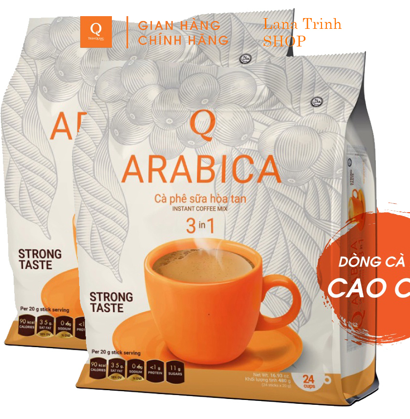 Cà phê sữa hòa tan 3in1 Arabica Trần Quang mua combo 2 bịch *24 gói