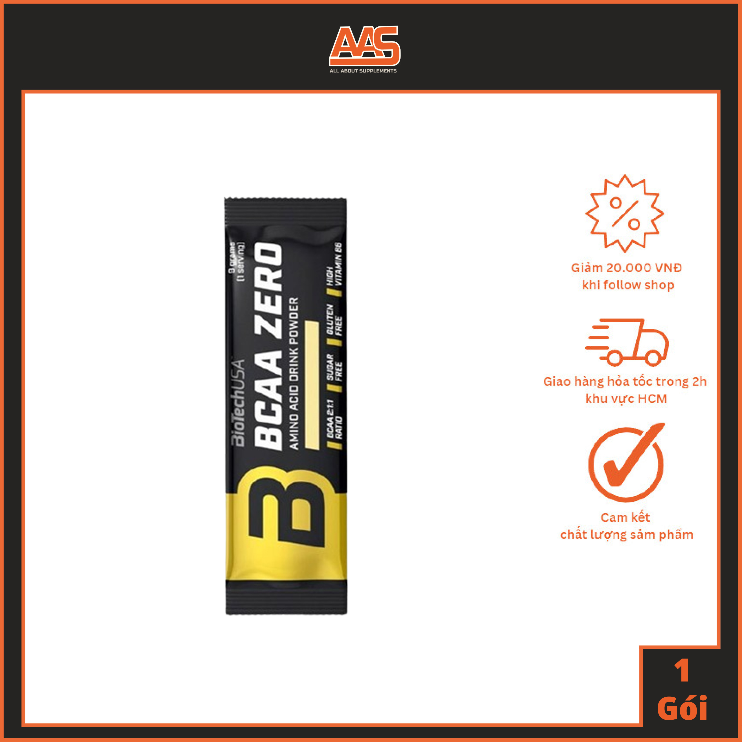 Sample gói dùng thử 1 lần bcaa zero biotechusa - 9g hỗ trợ phục hồi cơ chống dị hóa