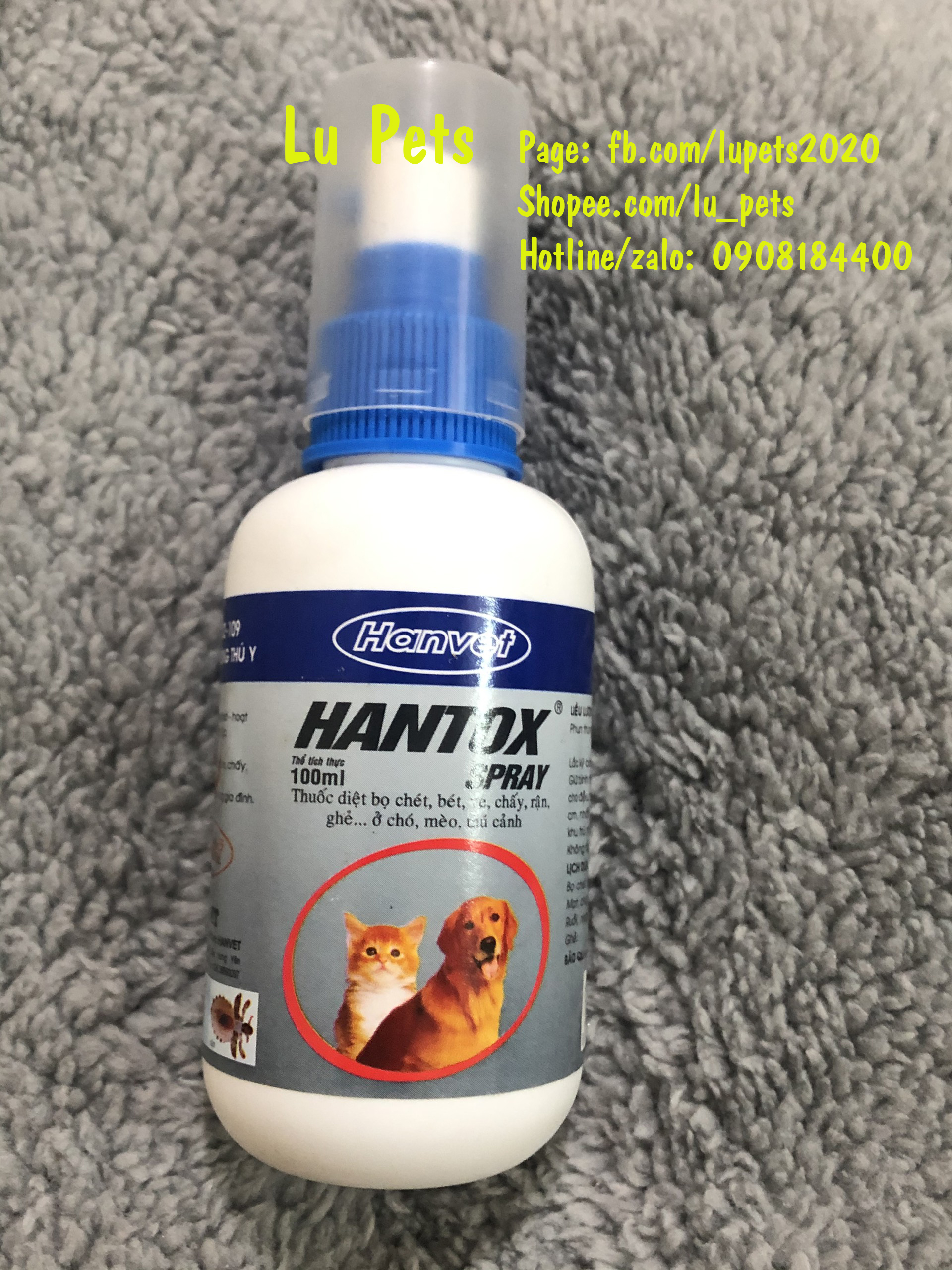 Xịt  ve ghẻ, bọ chét cho Chó Mèo Hantox 100ml