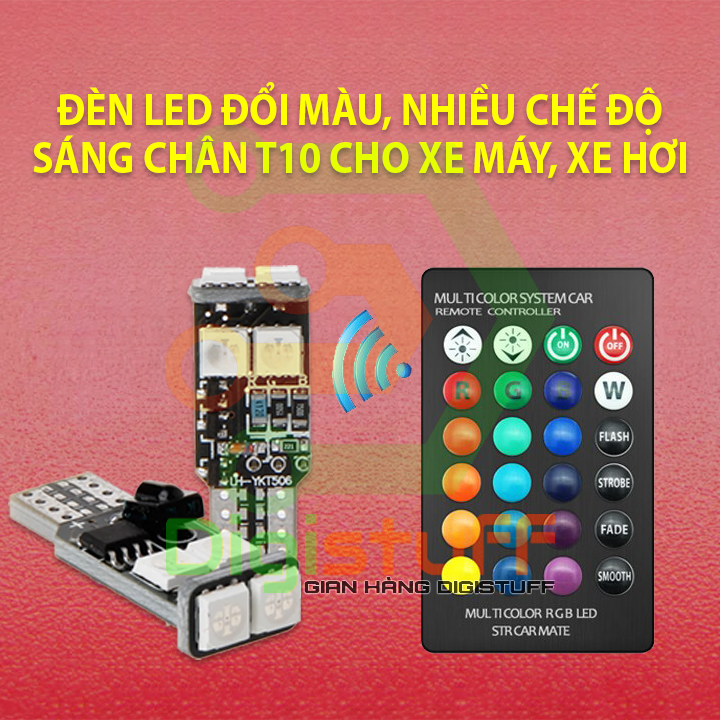 Đèn demi LED đổi màu / chớp nhiều màu dùng gắn xe máy hoặc chế đèn trang trí - chân T10