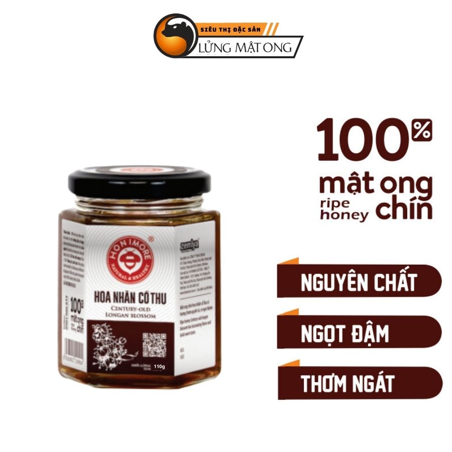 Mật ong rừng, mật ong nguyên chất Mật ong chín Honimore Hoa Nhãn Cổ Thụ hũ 110g - Mật ong rừng  nguyên chất giúp tăng cường sức đề kháng, hỗ trợ cải thiện ho, khàn tiếng, đau dạ dày, bồi bổ sức khỏe - Date mới nhất