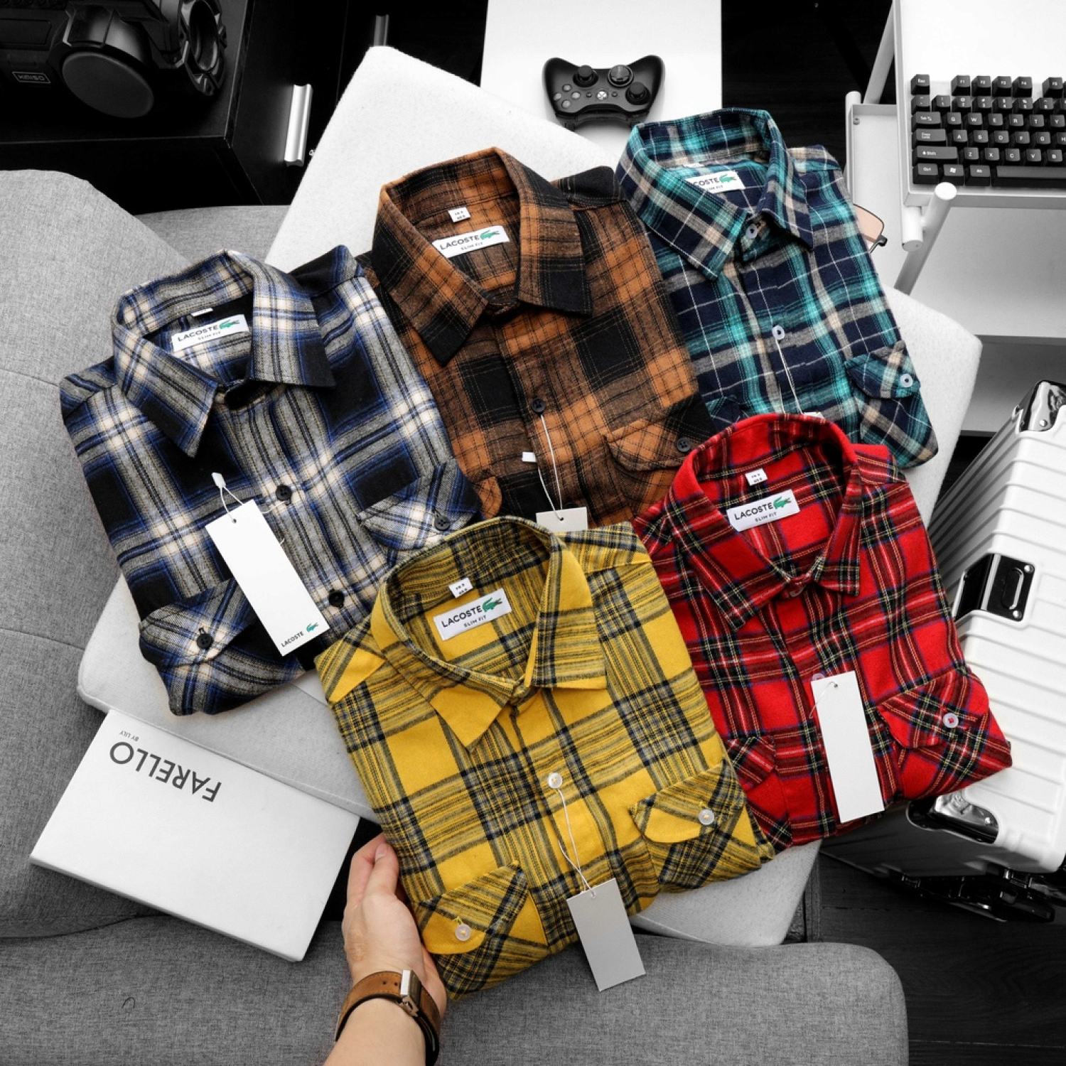 Áo sơ mi nam flannel cao cấp nhiều màu, sơ mi tay dài nam kẻ caro