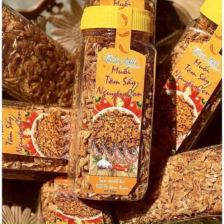 Muối tôm sấy nguyên con vị muối thảo linh-230gr ăn vặt nhà làm