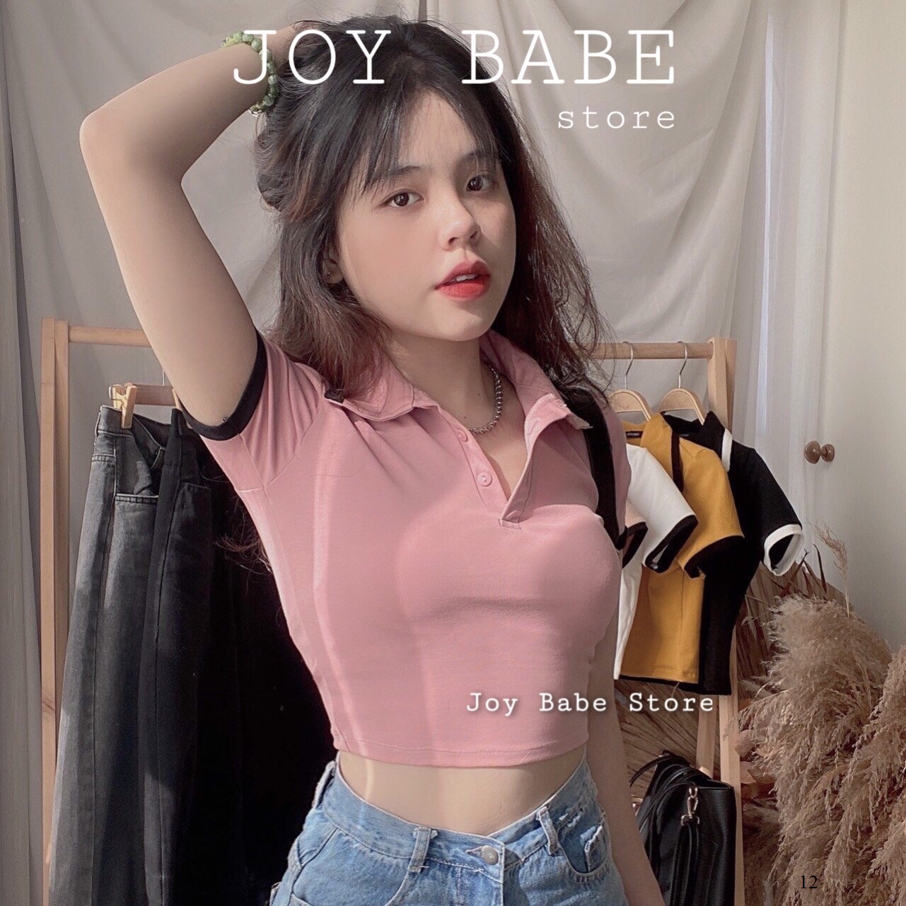 [HCM][HÌNH THẬT] Áo polo croptop kiểu trơn Basic Joy Clothing form ôm 🍈 thun nhập cao cấp co giãn 4 chiều, crop top kieu tay ngắn CRON 12 -4E