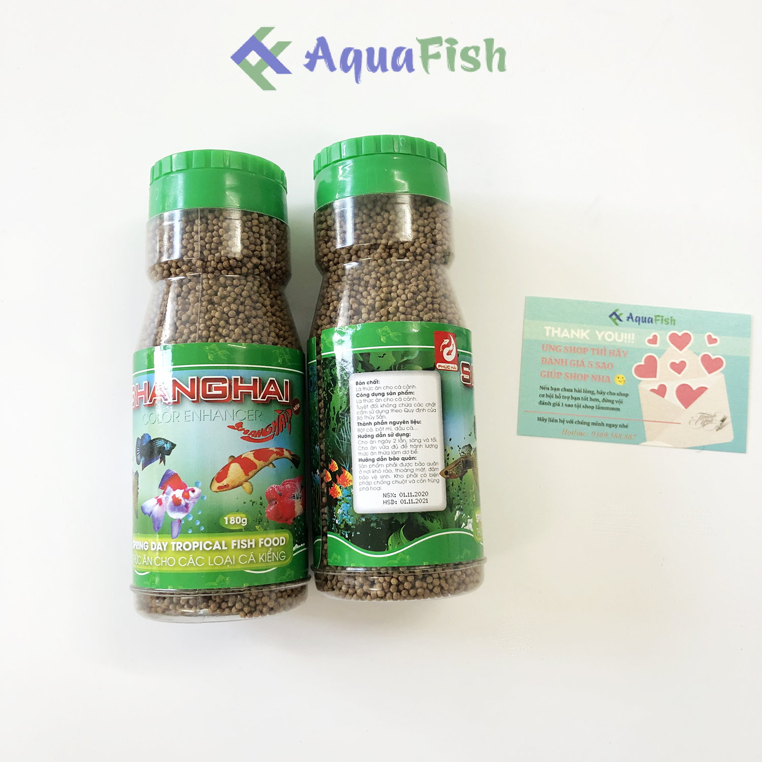 Combo 2 Lọ Thức Ăn Cho Cá Shanghai 180g/lọ (viên nhỏ, dạng hạt nổi)