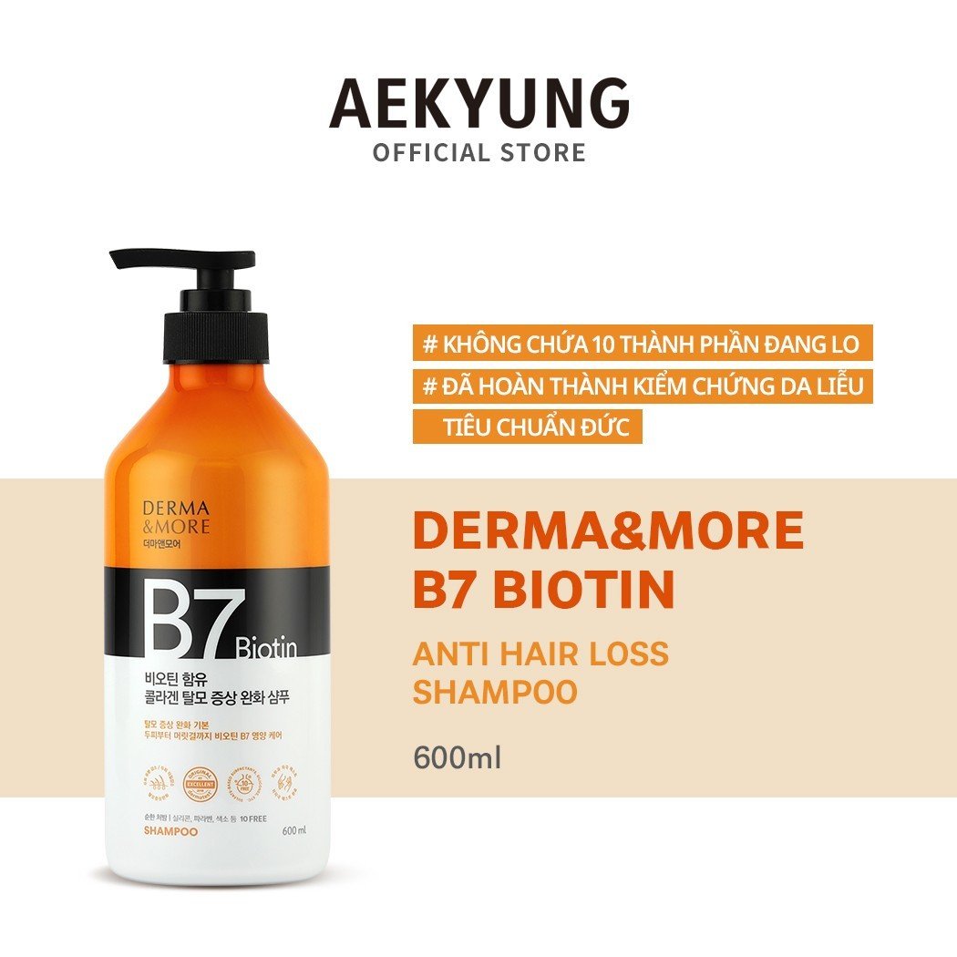 Dầu Gội Kích Mọc Tóc Derma & More Collagen Biotin Anti Hair Loss Shampoo Giảm Rụng Tóc, Kiểm Soát Dầu Hiệu Quả Cho Tóc Khoẻ Đẹp 600ml