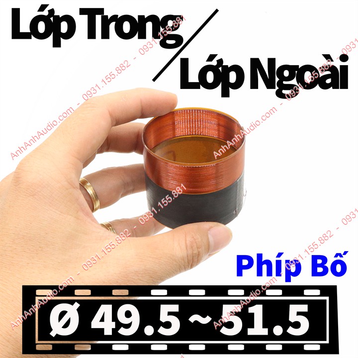 Coil loa 49.5 - 50.5 - 51.5 lớp trong lớp ngoài , coil loa bass in out