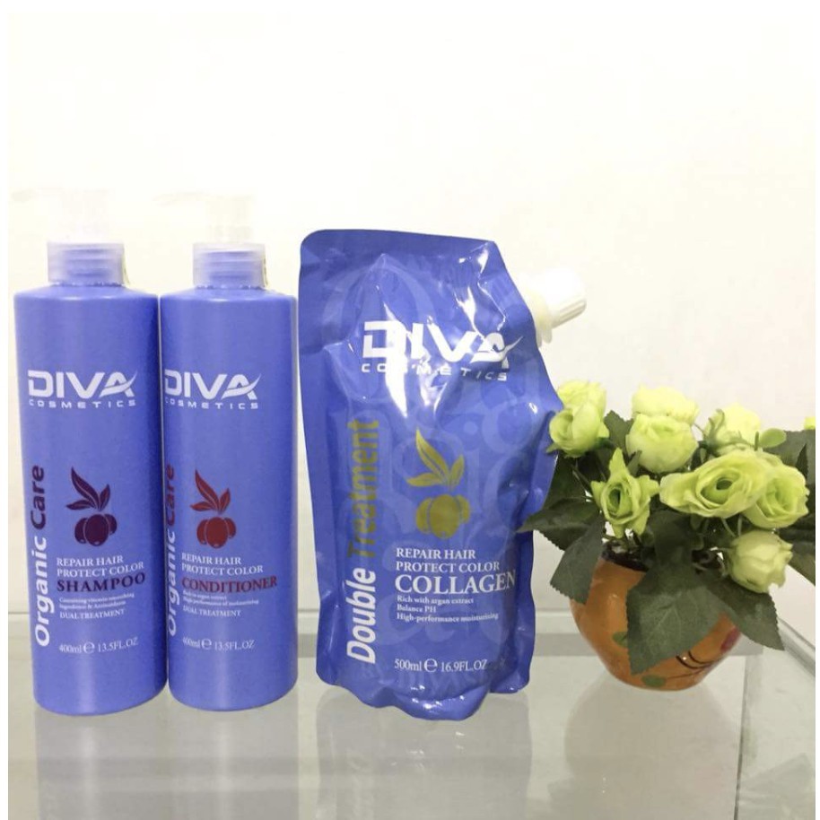 Bộ combo cặp dầu gội xả dưỡng tóc suôn mượt diva xanh 750ml*2 ❤❤❤❤❤❤