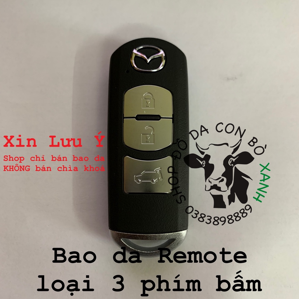 Bao da chìa khoá ép phom mazda 2, mazda 3, mazda 6, cx5, cx8, cx9 handmade da 002e