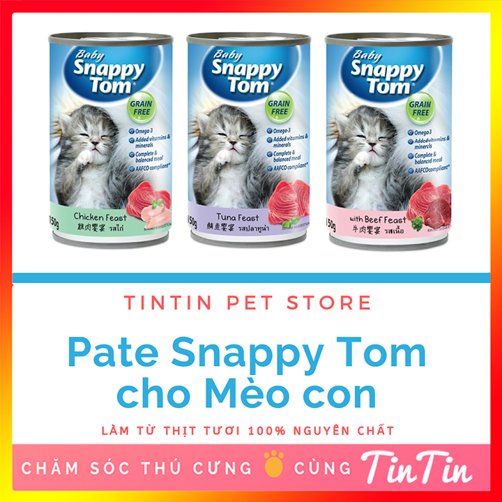 Pate cho mèo con snappy tom - lon 150g