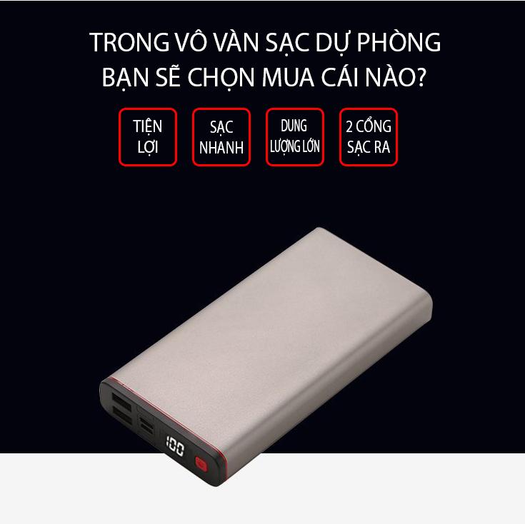 Pin sạc dự phòng cao cấp 26000mah vỏ hợp kim dung lượng lớn chuẩn tốt power bank sac du phong tốt