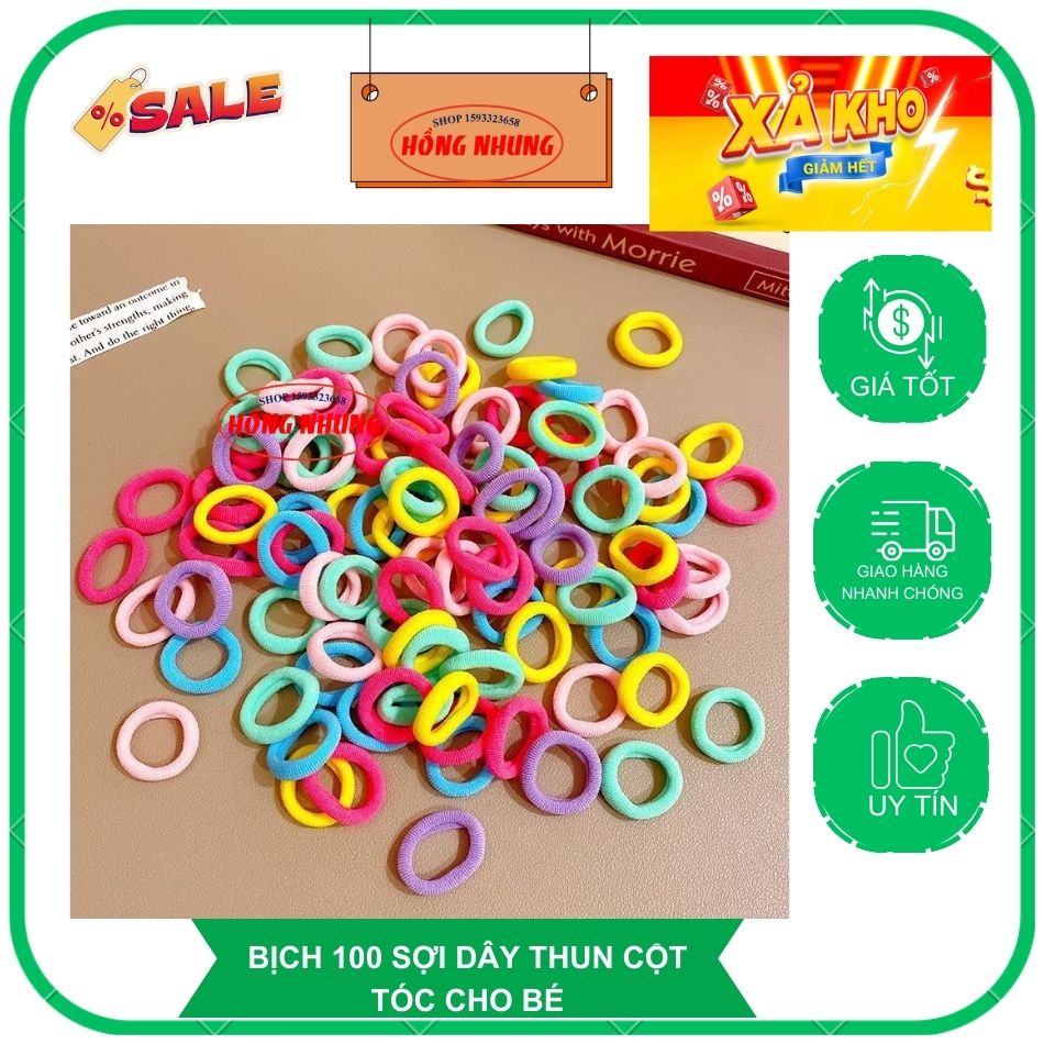 Bịch 50 sợi/ 20 sợi dây buộc cột tóc cho bé nhiều màu sắc ngọt ngào cho bé gái.
