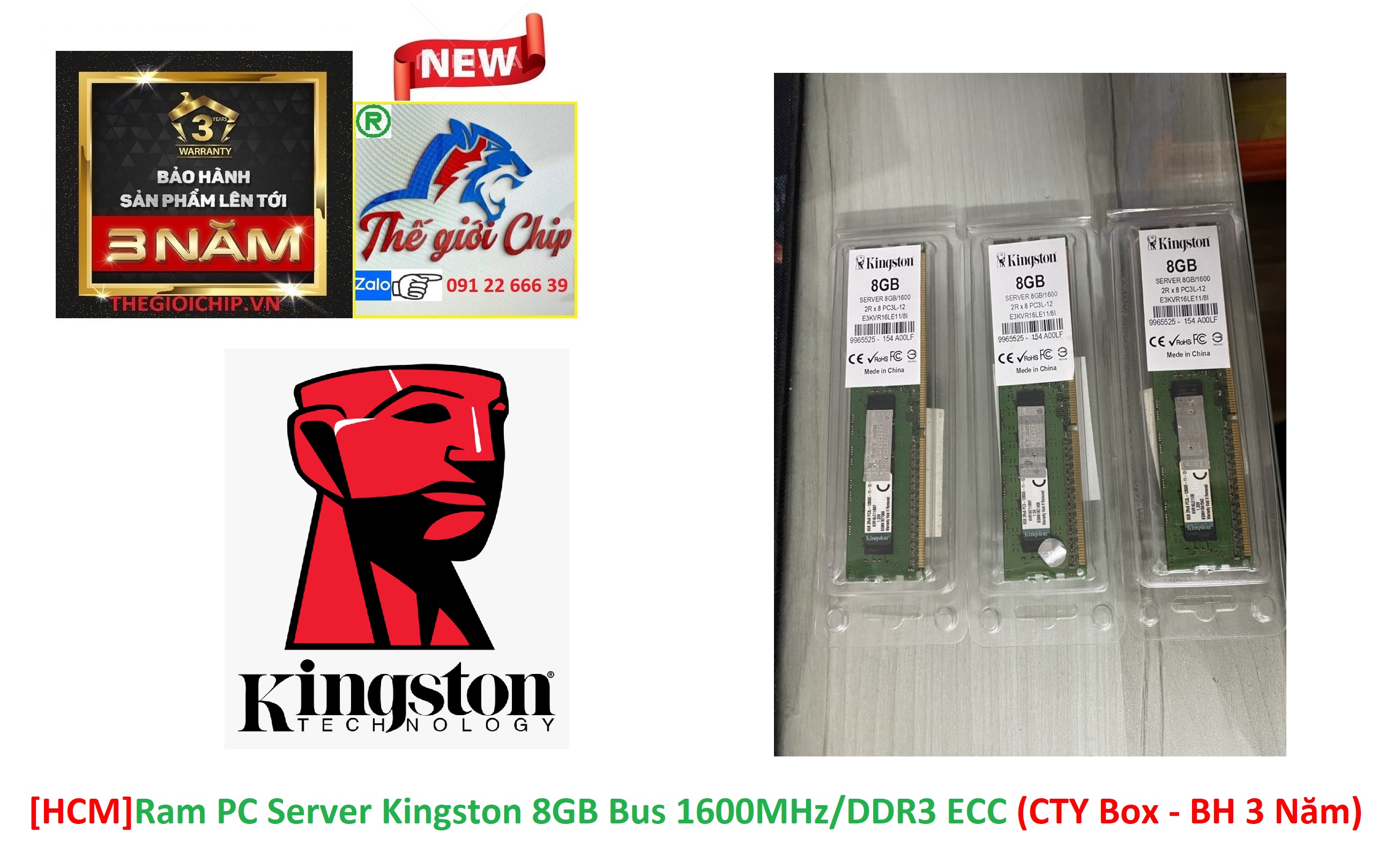 Ram pc server kingston 8gb bus 1600mhz/ddr3 ecc