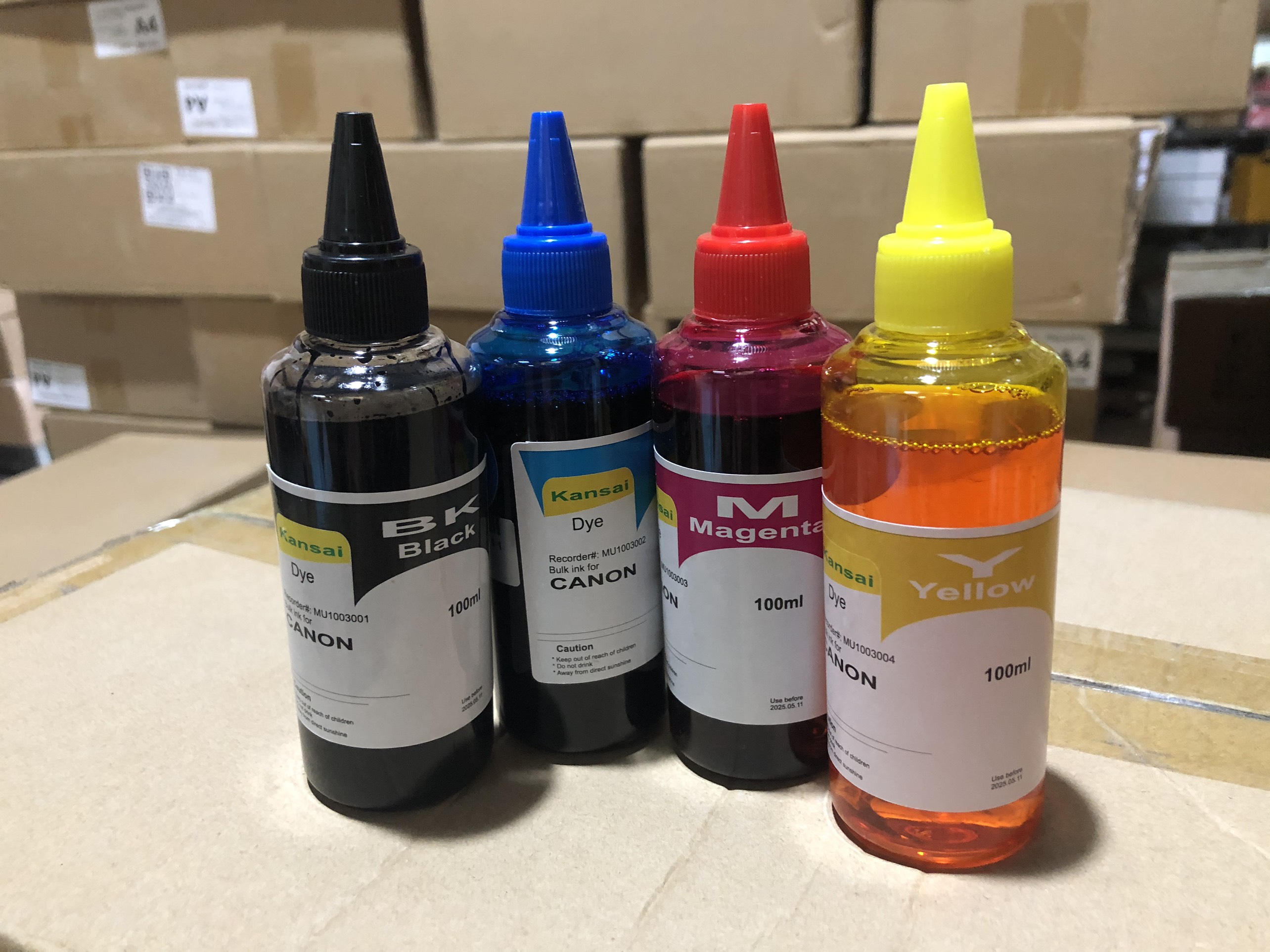 Bộ 4 màu mực Dye 100ml dùng cho máy Canon, Epson