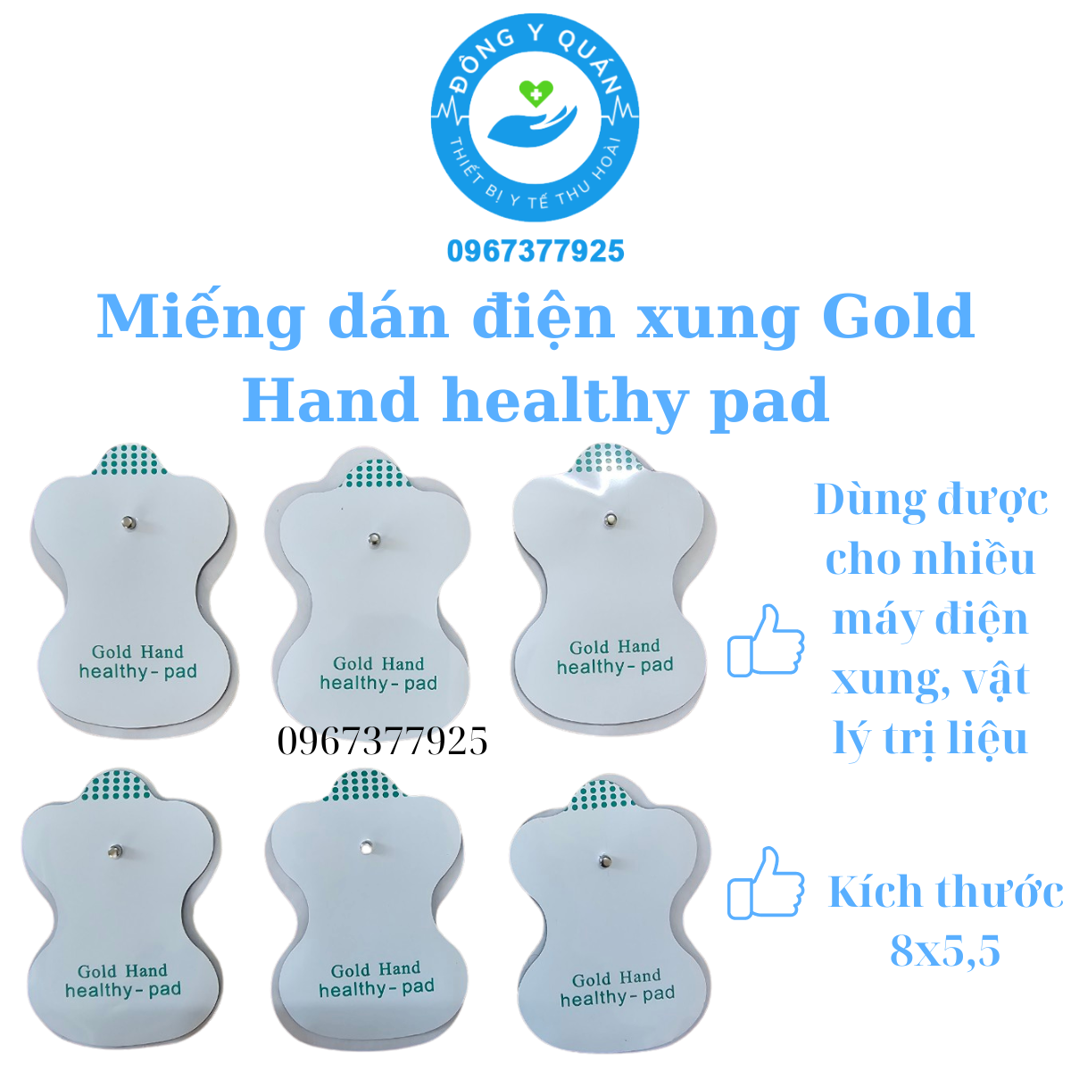 Cặp miếng dán điện xung Gold Hand healthy pad - dùng được cho nhiều máy điện xung, vật lý trị liệu