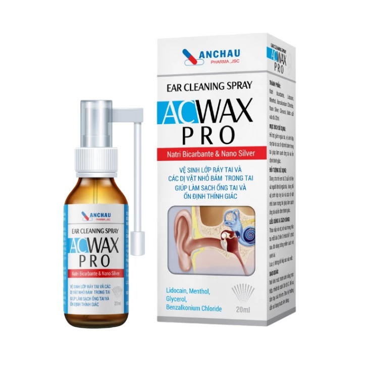 Xịt rửa tai acwax pro an châu - giúp làm mềm ráy tai, làm sạch an toàn, không đau, không làm tổn thương tai