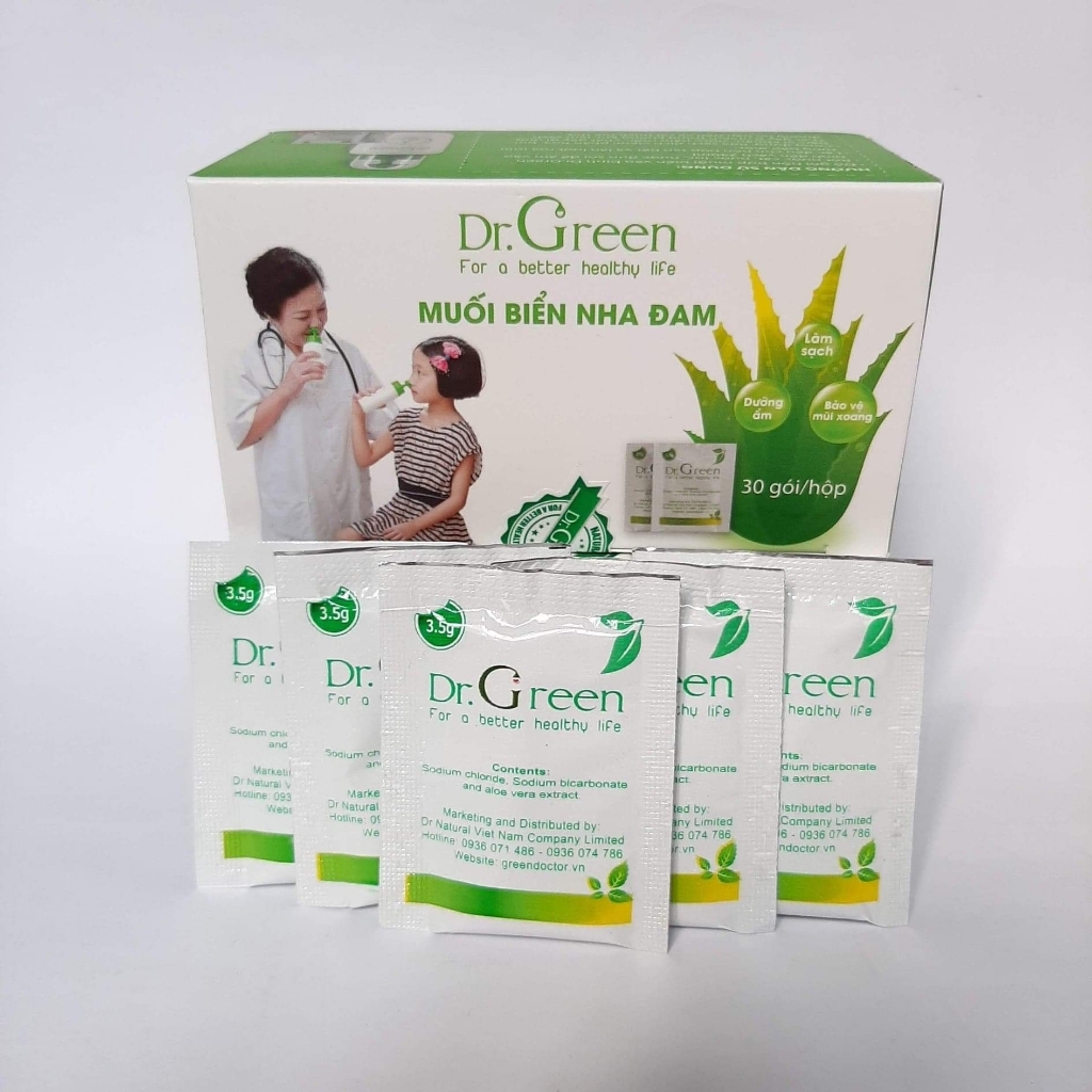 Muối rửa mũi Dr Green nha đam hộp 30 gói