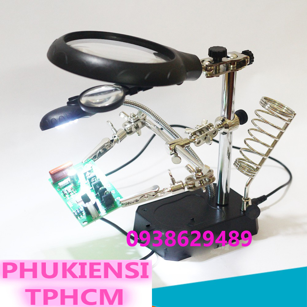 SIÊU HOT- Kính lúp,kính phóng đại,kính lúp cầm tay,Kính lúp kẹp board sửa chữa đa năng có đèn 5 Led - Kính lúp kẹp board 206761 - kmvc 10