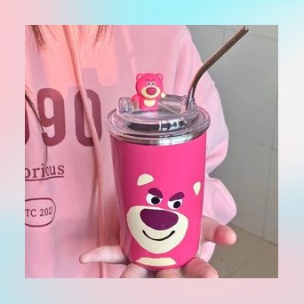 Bình nước giữ nhiệt hình gấu dâu tây dễ thương 500ml