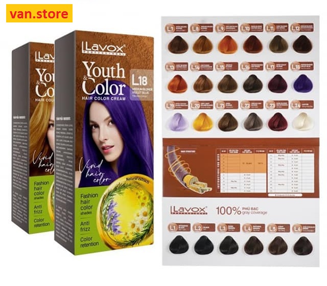 [Kèm Oxy] NHUỘM TÓC MÀU THỜI TRANG LAVOX 60mlx2 + Kèm Oxy + 1 Gói Dầu Xả Giữ Màu Tóc + Găng Tay