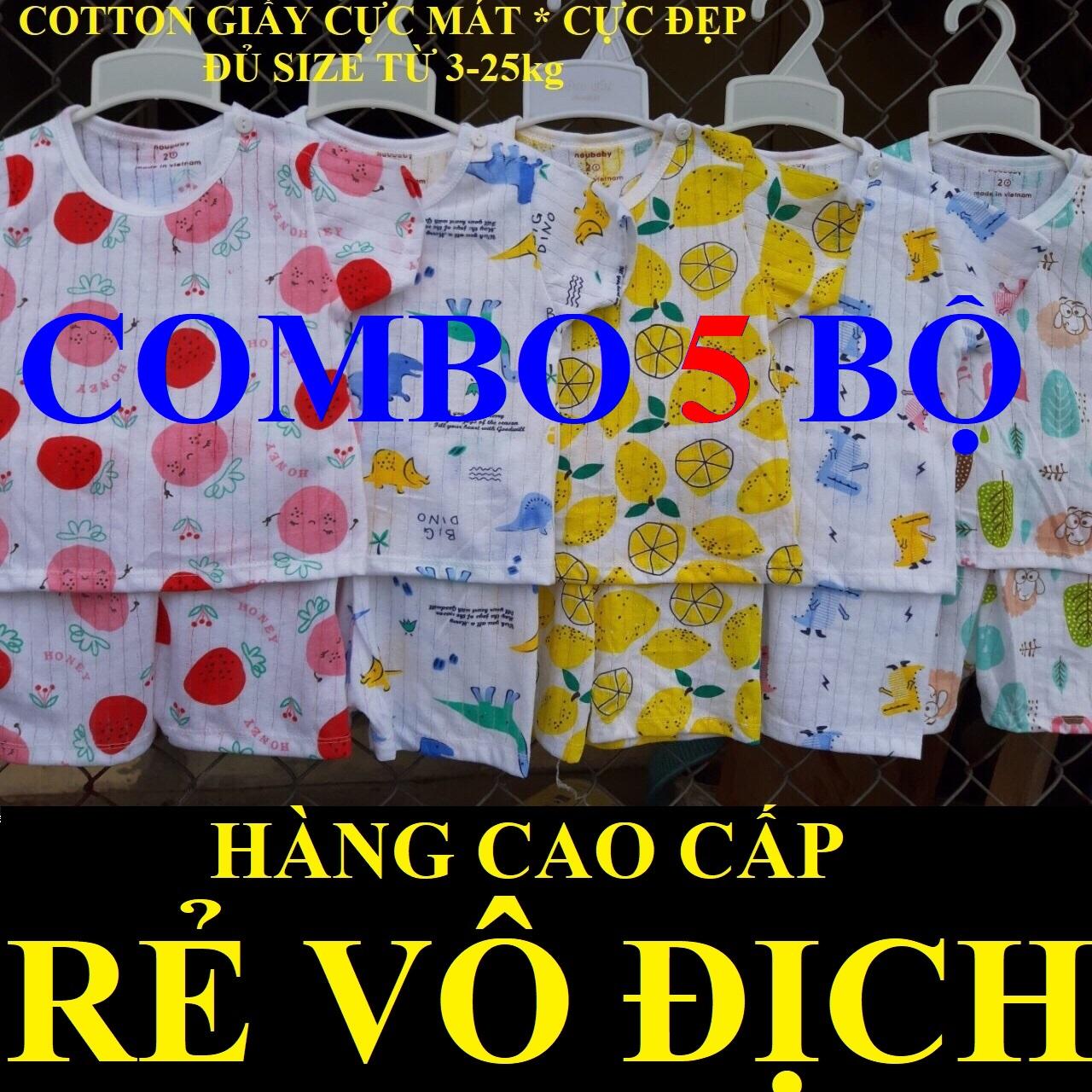 ĐỒ BỘ BÉ TRAI - ĐỒ BỘ BÉ GÁI COTTON GIẤY NOUBABY ĐẸP MÁT MẺ - 5 bộ chỉ 120k