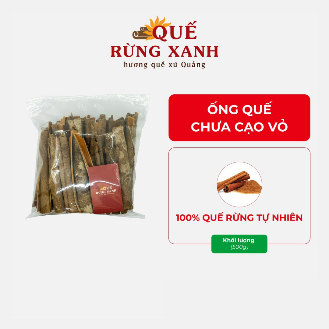 [FREESHIP MAX] Ống quế khô chưa cạo nguyên chất 100% từ quế rừng Trà Bồng túi 500g, thương hiệu Quế Rừng Xanh, tốt cho sức khỏe - Quế Rừng Xanh